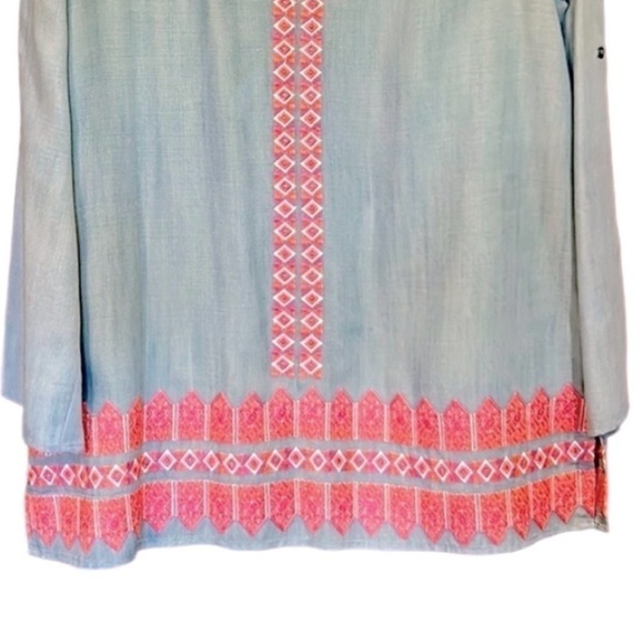 Cremieux Blue Embroidered Long Sleeve Tunic Top - Picture 7 of 8